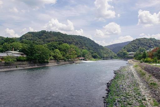 朝霧橋から宇治川周辺の風景 朝霧橋から宇治川周辺の風景 宇治川,宇治公園,橘島の写真素材