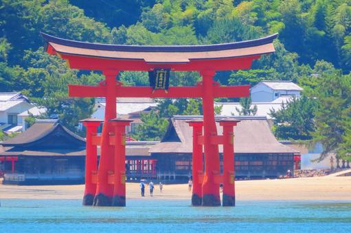 日本三景安芸の宮島の大鳥居と厳島神社 日本三景安芸の宮島の大鳥居と厳島神社 宮島,厳島神社,大鳥居の写真素材
