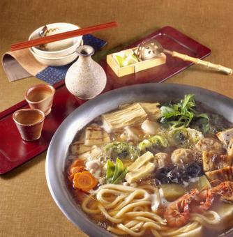 うどんすき うどんすき,鍋,店内の写真素材
