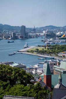 ［長崎県長崎市］坂道からの眺め｜長崎港 長崎,長崎市,長崎港の写真素材