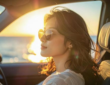 80年代ファッションと夕日 80年代ファッションと夕日の写真