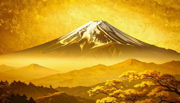 背景が金色の紙の質感のある富士山 背景が金色の紙の質感のある富士山の写真