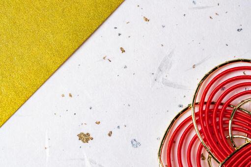 金紙と水引の和風背景 水引,和紙,金紙の写真素材