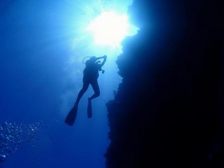 沖縄・石垣島海底をダイブする 沖縄・石垣島海底をダイブする 沖縄,石垣島,スキューバダイビングの写真素材