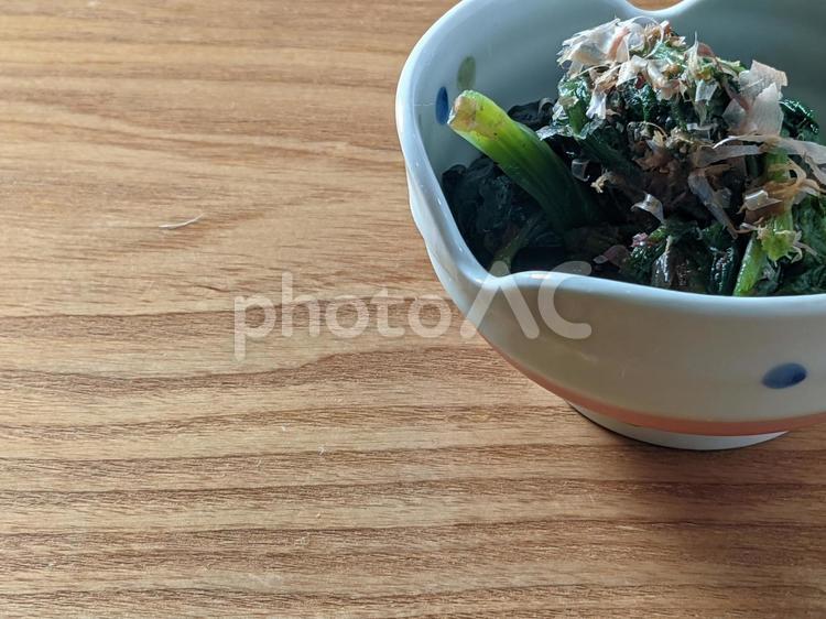 ほうれん草のお浸し お浸し,ほうれん草,かつお節の写真素材