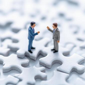 チームワークとパズルのピースの写真