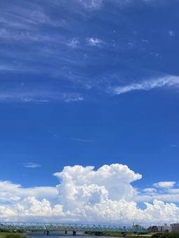 夏空 夏空 夏空,雲,白の写真素材
