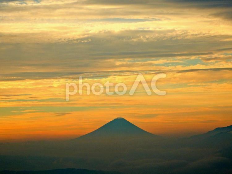 朝景プロジェクト・朝焼けと富士山 富士山,朝焼け,朝の写真素材