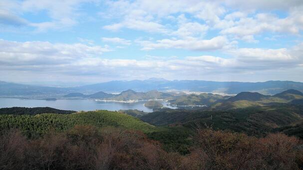 だるま山高原展望台から眺める秋の駿河湾 だるま山高原,海,展望台の写真素材
