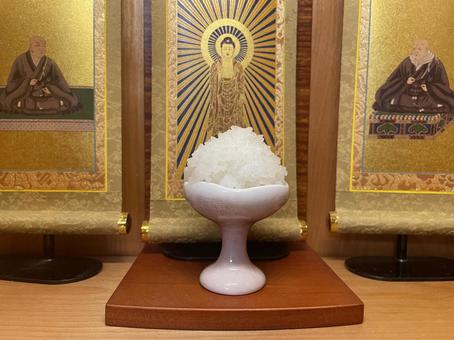 Buddhist rice served at the Buddhist altar Buddhist rice served at the Buddhist altar