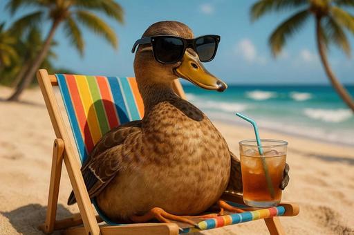 バカンスを楽しむアヒルの写真
