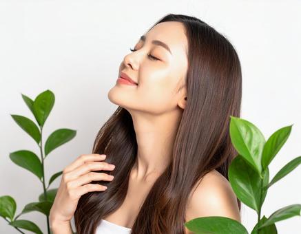 髪の綺麗な女性 髪の綺麗な女性の写真