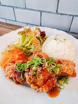 Photo, fried chicken, chicken, rice, 