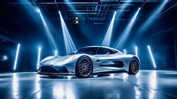 LEDライトに映える近未来デザインの車 LEDライトに映える近未来デザインの車の写真