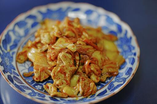 豚キムチ炒め 食事,食卓,豚肉の写真素材