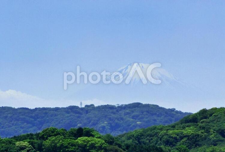 富士の山が見える ビル,空,風景の写真素材