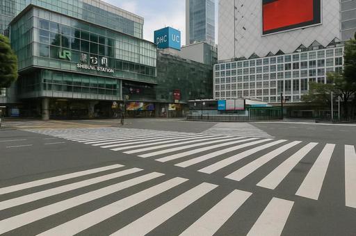 渋谷スクランブル交差点 ⑤(無人) 渋谷スクランブル交差点 ⑤(無人)の写真