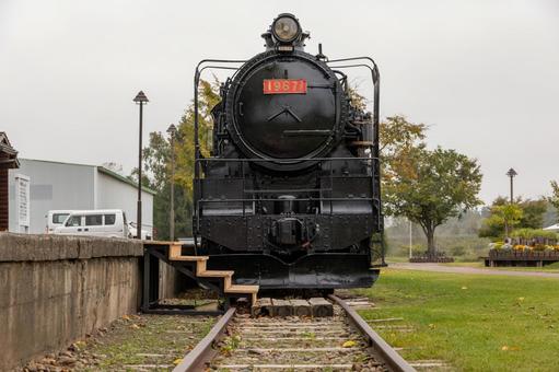 生態保存されているSLと線路とホーム 生態保存されているSLと線路とホーム 鉄道遺構,愛国駅,生態保存の写真素材