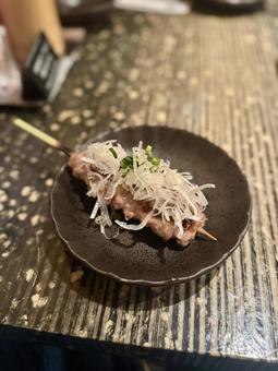 やきとりネギ乗せ やきとり,ネギ乗せ,焼き鳥の写真素材