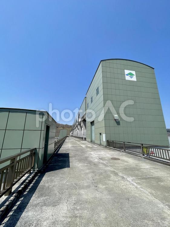 二風谷ダム ダム,放水,水門の写真素材