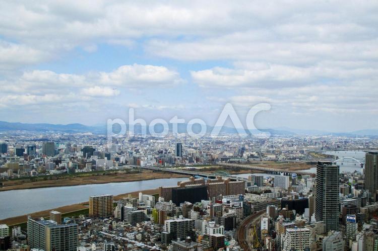 淀川と大阪の街並み 淀川,大阪,街の写真素材