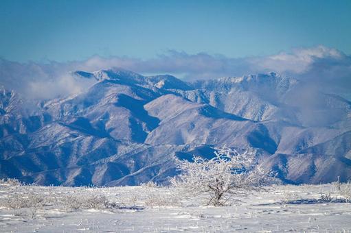 氷点下の雪原 と アルプスの山々 氷点下の雪原 と アルプスの山々の写真