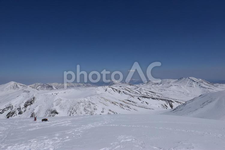 北海道の大雪山・旭岳の暖冬期・山頂 大雪山,旭岳,北海道の写真素材