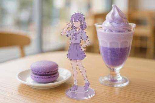 推しカラーのスイーツとアクスタ 推しカラーのスイーツとアクスタの写真