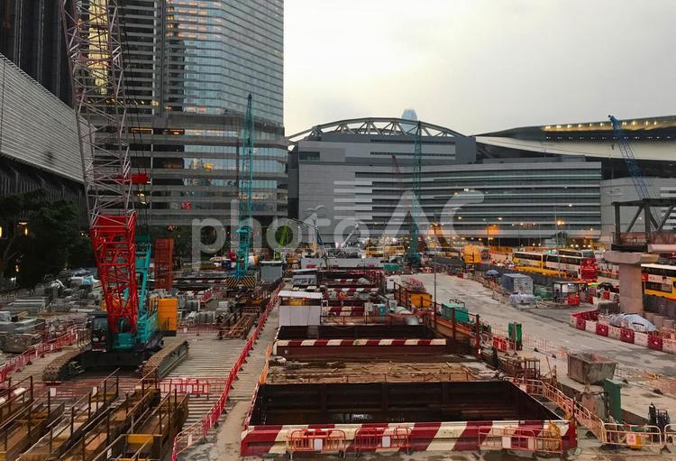 湾仔の工事現場 工事現場,コンベンションセンター,香港の写真素材