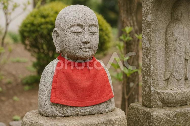 山梨市水口の首地蔵・石仏・お地蔵様・信仰 石仏,地蔵,信仰の写真素材