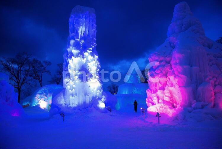 支笏湖の氷濤まつり 氷濤まつり,コピースペース,観光の写真素材