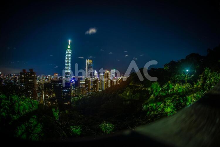 台北の象山から見える台北の夜景 台湾,象山,台北の写真素材