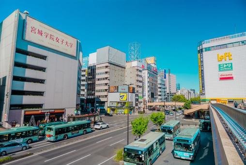 【宮城】仙台駅周辺の街並み 【宮城】仙台駅周辺の街並み 仙台,宮城,街並みの写真素材