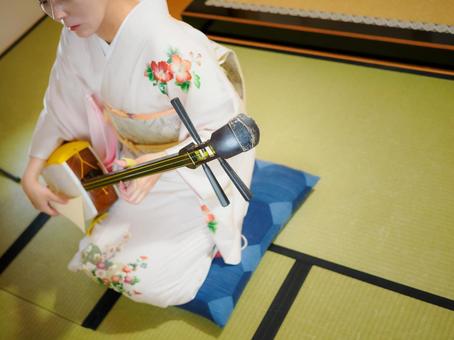 33:和服で三味線を演奏する女性 33:和服で三味線を演奏する女性 三味線,着物,伝統芸能の写真素材