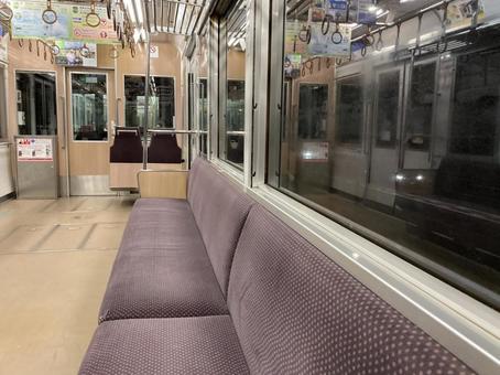 江ノ電車内 江ノ電車内 鎌倉,江ノ電,連結の写真素材