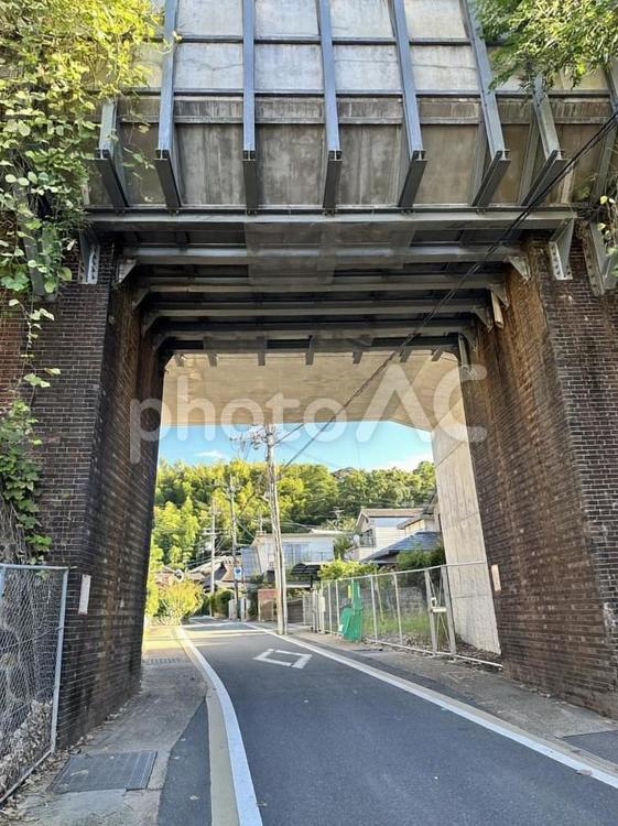 橋脚から覗く風景 旅,晴れ,自然の写真素材