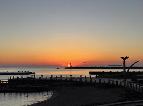 熱海〜かわたれ時〜ver.10 日の出,テキストスペース,朝日の写真素材