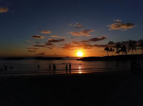 ハワイ ハワイ ハワイ,ビーチ,サンセットの写真素材