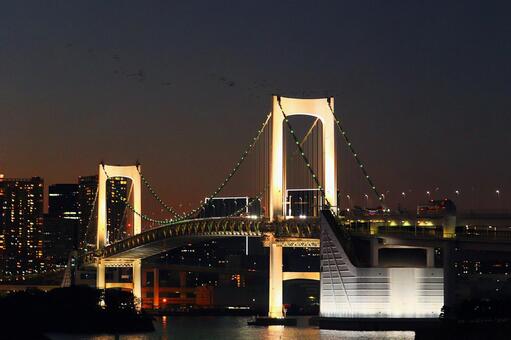お台場のレインボーブリッジの夜景　２ レインボーブリッジ,夜景,お台場の写真素材