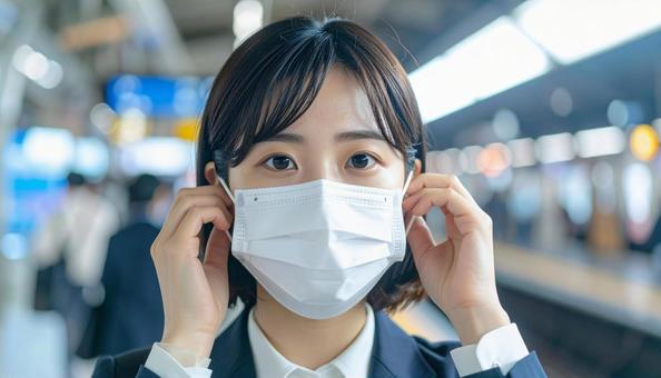 マスクをつける人 マスクをつける人の写真