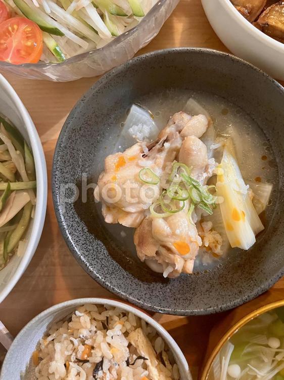 参鶏湯風とろ手羽大根 食事,ご飯,夕食の写真素材