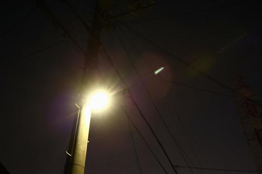 街灯の光が照らす フレア,街灯,自然の写真素材