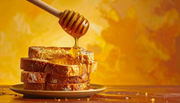 蜂蜜をトーストにかけるの写真