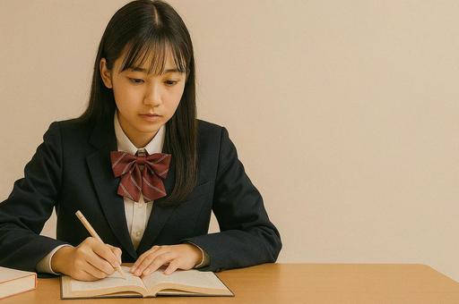 受験勉強を頑張る中学生 受験勉強を頑張る中学生の写真