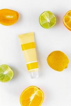 Fruit cross section and yellow tube, JPG