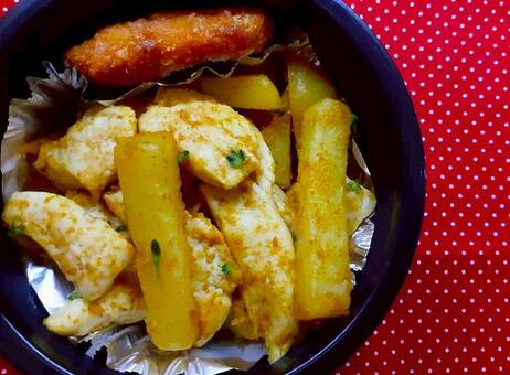 ササミとじゃがいものカレー炒め 食べ物,フード,おいしいの写真素材