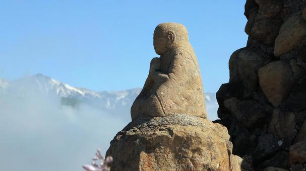 夏の白馬五竜地蔵ケルン 夏の白馬五竜地蔵ケルン 北アルプス,夏山,白馬連峰の写真素材