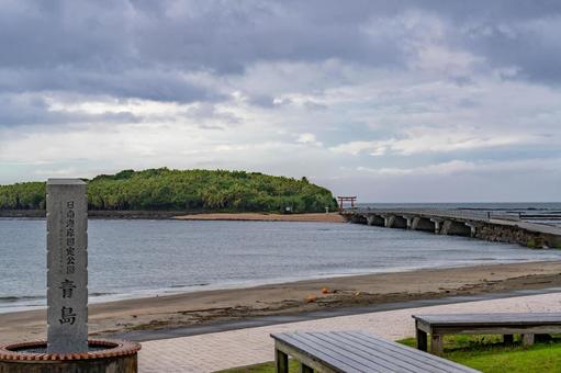 曇天の青島 曇天の青島 海,観光地,砂浜の写真素材