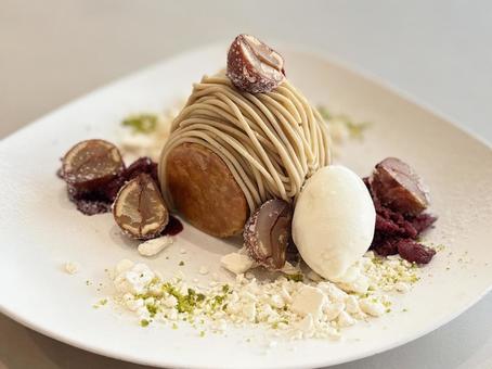 和栗のミルフィーユ 栗,マロン,モンブランの写真素材