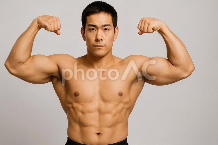 ムキムキ男性・筋肉ポーズ・ボディビル 筋肉,ムキムキ,男性の写真素材